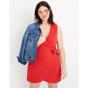 Madewell Crosshatch Side Tie Wrap Dress, Large
